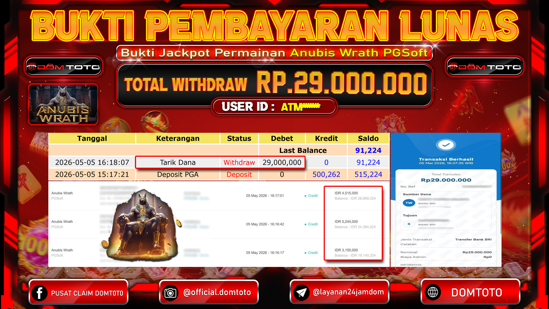 JACKPOT SLOT Anubis Wrath PGSoft 05 MAY 2026